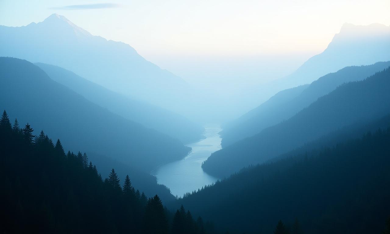 Whistler mountain landscape at dawn, serene and misty, symbolizing natural inspiration for Forest Bloom Silk