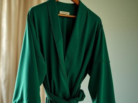 Luxurious Hand-Dyed Silk Robe in Forest Green